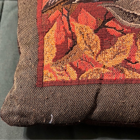 12”x12” duck pillow with green trim and a black back, a few thread pulls - Picture 3 of 4